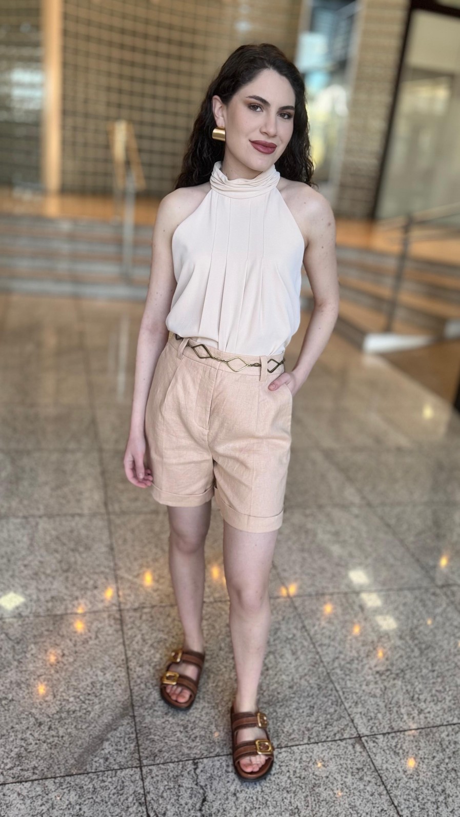 REGATA SOLTA CAVA FRANCESA PADRAO BEGE MORENA ROSA