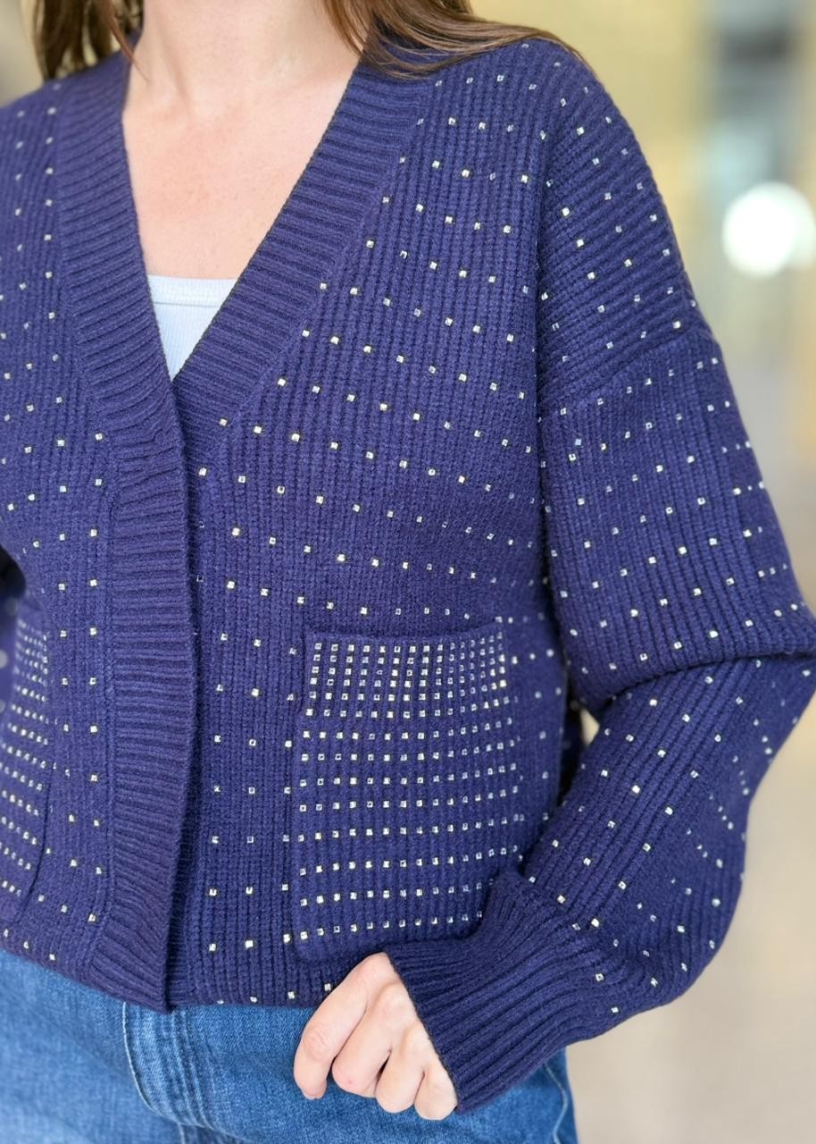 CARDIGAN GLIMMER AZUL MARINHO JOHN JOHN CARDIGAN GLIMMER AZUL MARINHO JOHN JOHN