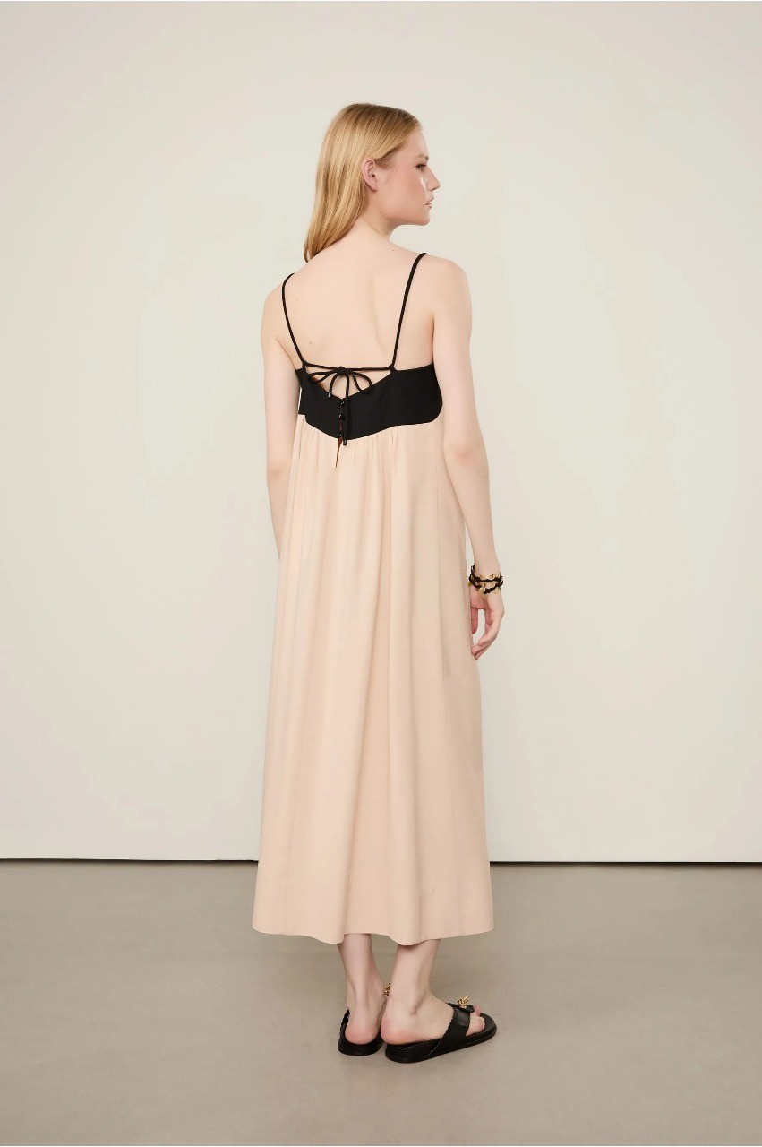 VESTIDO MIDI BICOLOR DECOTE RETO ANIMALE