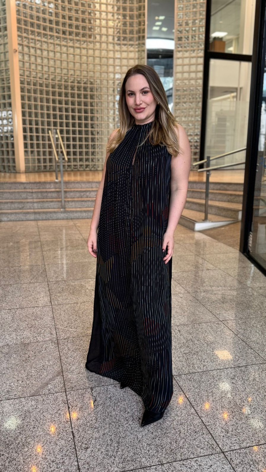 VESTIDO LONGO CAVA QUADRADA LISTRA COLOR ANIMALE VESTIDO LONGO CAVA QUADRADA LISTRA COLOR ANIMALE