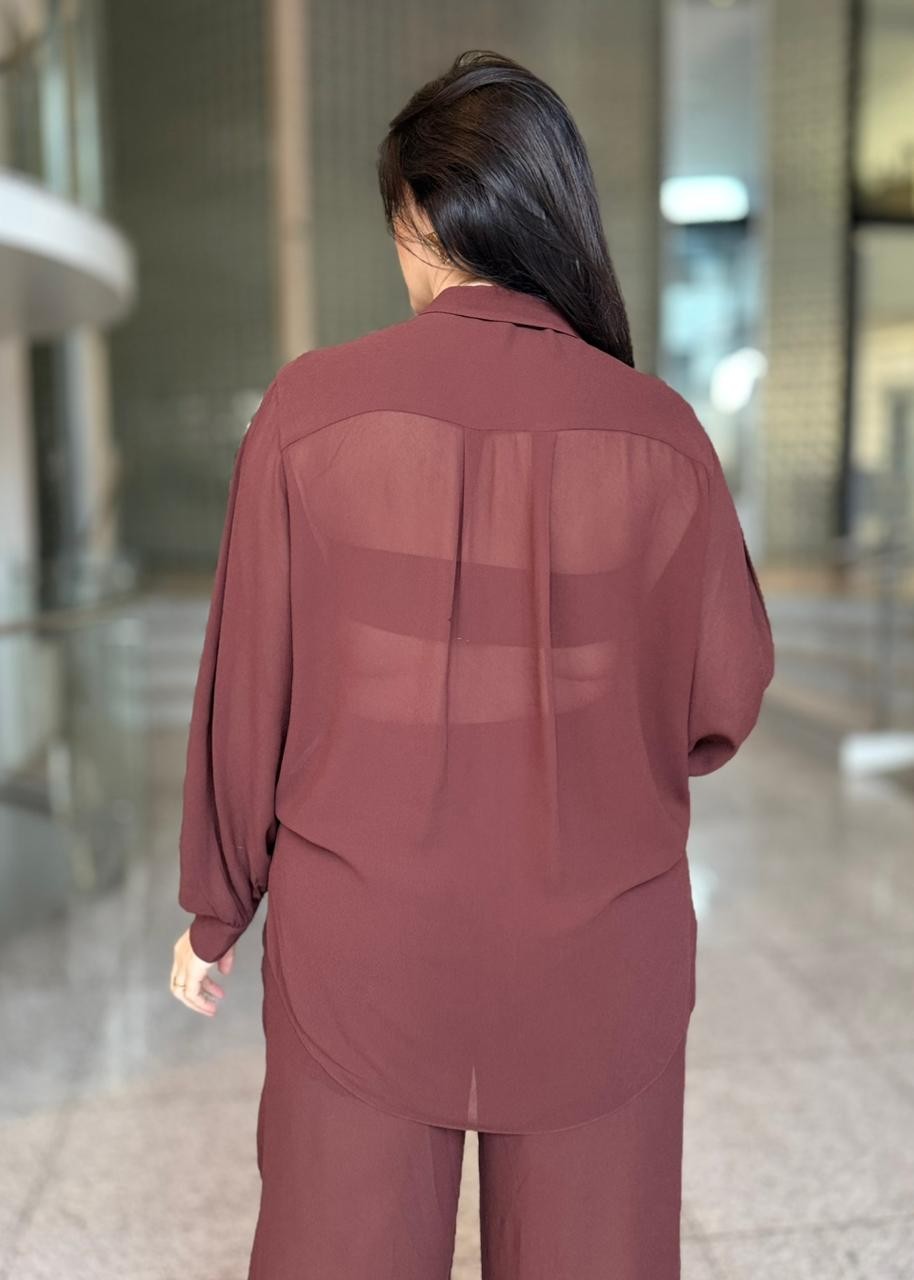 CAMISA OVER MARROM BOHO MARROM ANIMALE CAMISA OVER MARROM BOHO MARROM ANIMALE