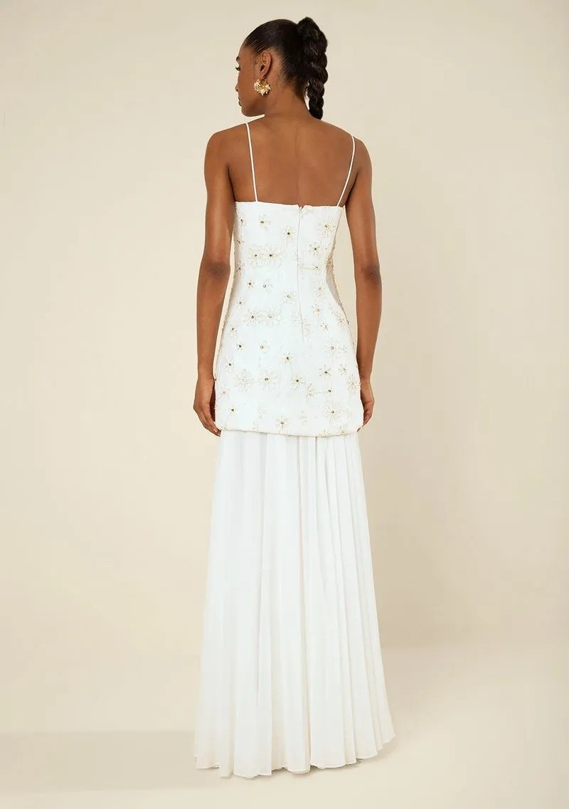 VESTIDO AJUSTADO DECOTE RETO COM ALCA LONGO OFF WHITE MORENA ROSA VESTIDO AJUSTADO DECOTE RETO COM ALCA LONGO OFF WHITE MORENA ROSA