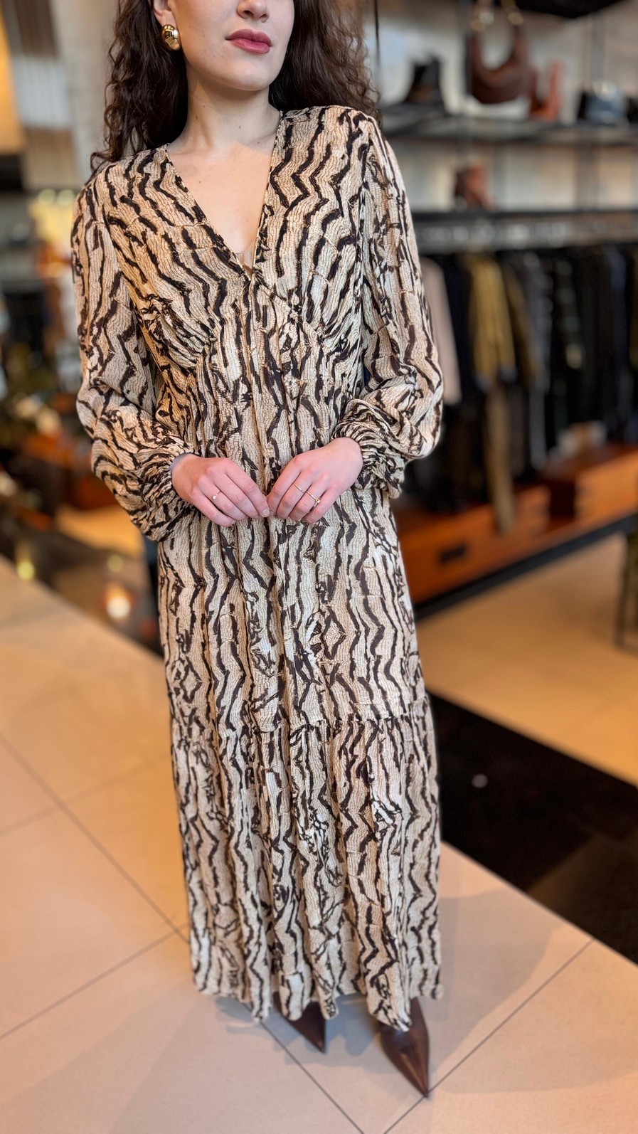 VESTIDO MIDI DECOTE V COBRA VINTAGE ANIMALE