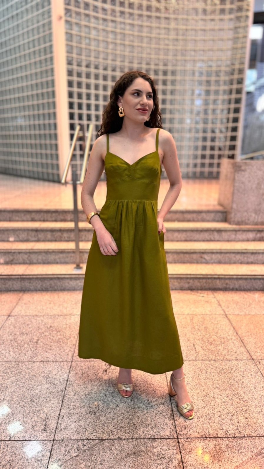 VESTIDO LONGO VERDE FIGO VERDE ANIMALE VESTIDO LONGO VERDE FIGO VERDE ANIMALE