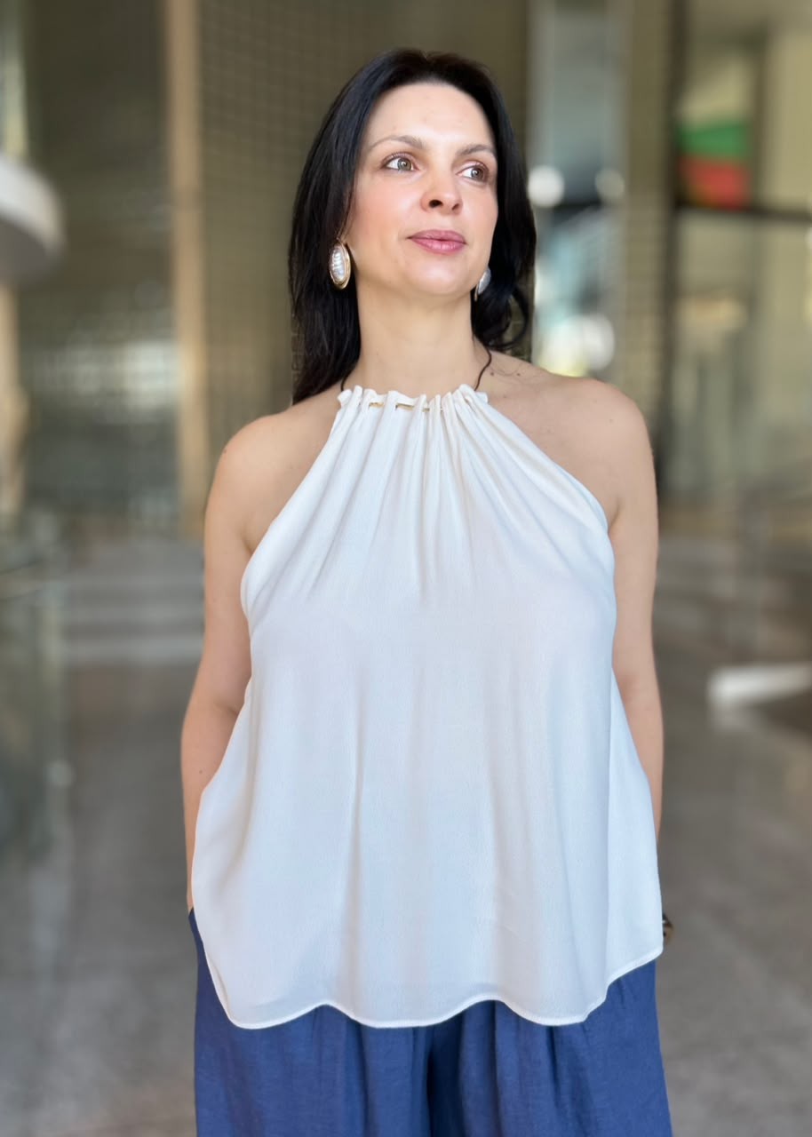 BLUSA DE VISCOSE COM METAL OFF WHITE LANÇA PERFUME BLUSA DE VISCOSE COM METAL OFF WHITE LANÇA PERFUME