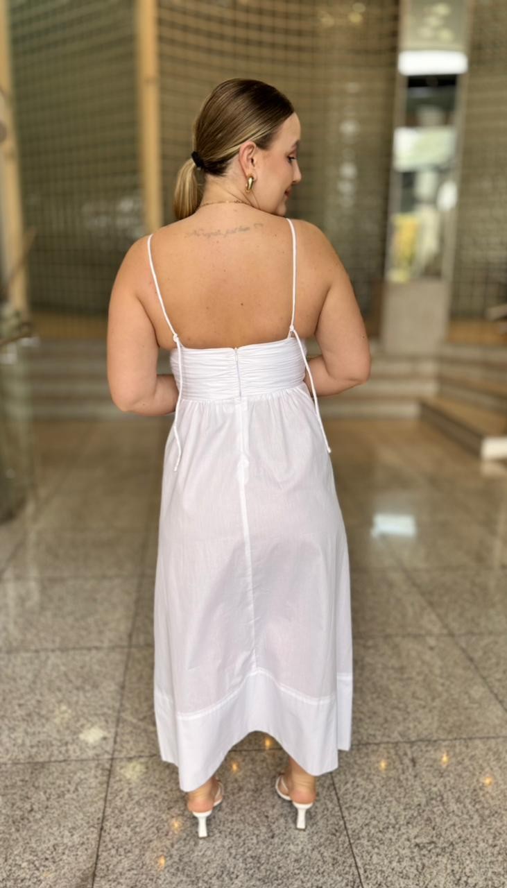 VESTIDO MIDI DE ALGODAO BRANCO ANIMALE VESTIDO MIDI DE ALGODAO BRANCO ANIMALE