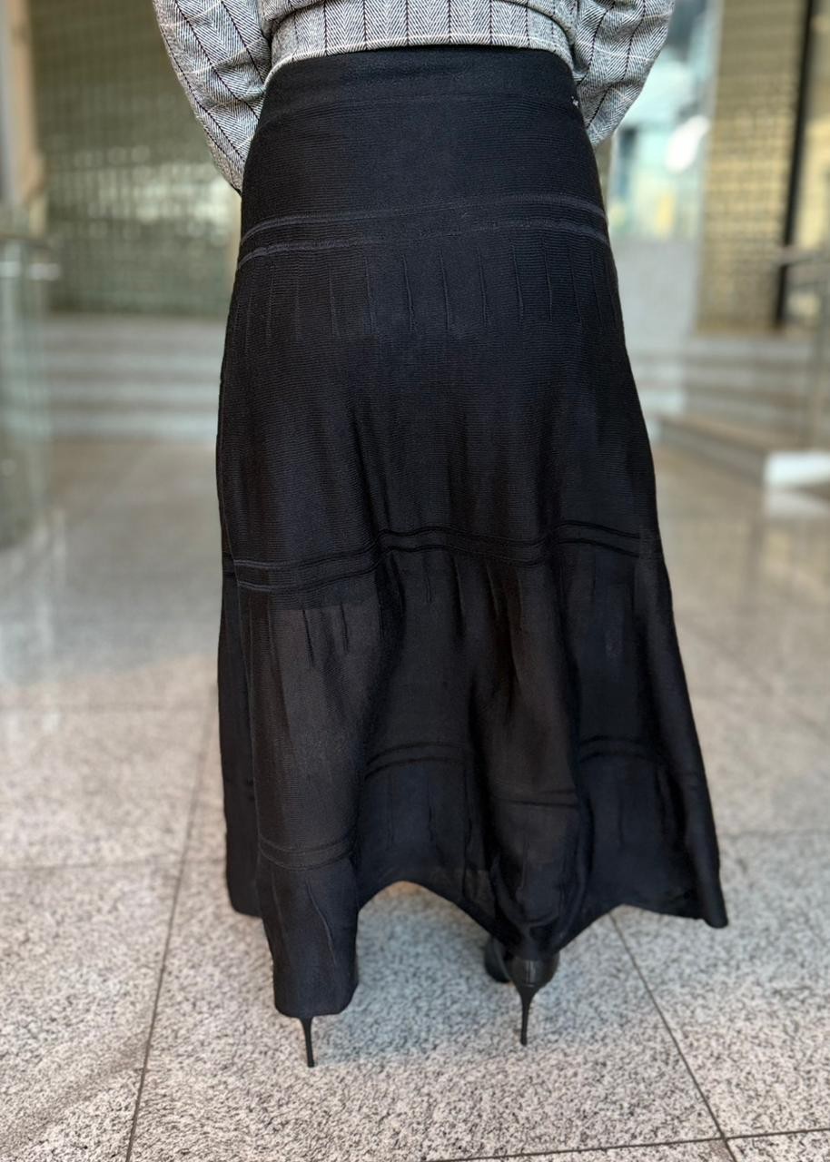 SAIA EVASE ALTA MIDI PRETO MARIA VALENTINA SAIA EVASE ALTA MIDI PRETO MARIA VALENTINA
