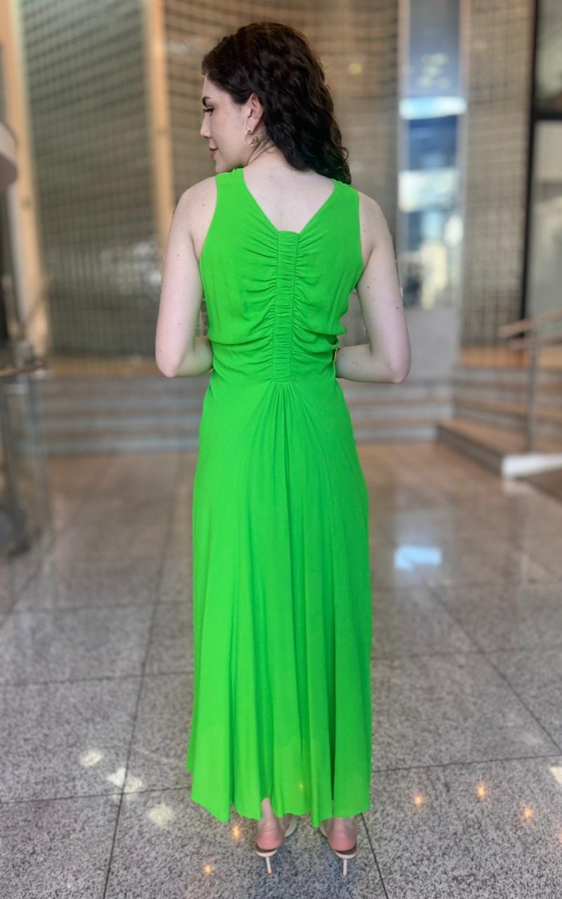 VESTIDO MIDI COULISSE VERDE CLASSICO ANIMALE VESTIDO MIDI COULISSE VERDE CLASSICO ANIMALE