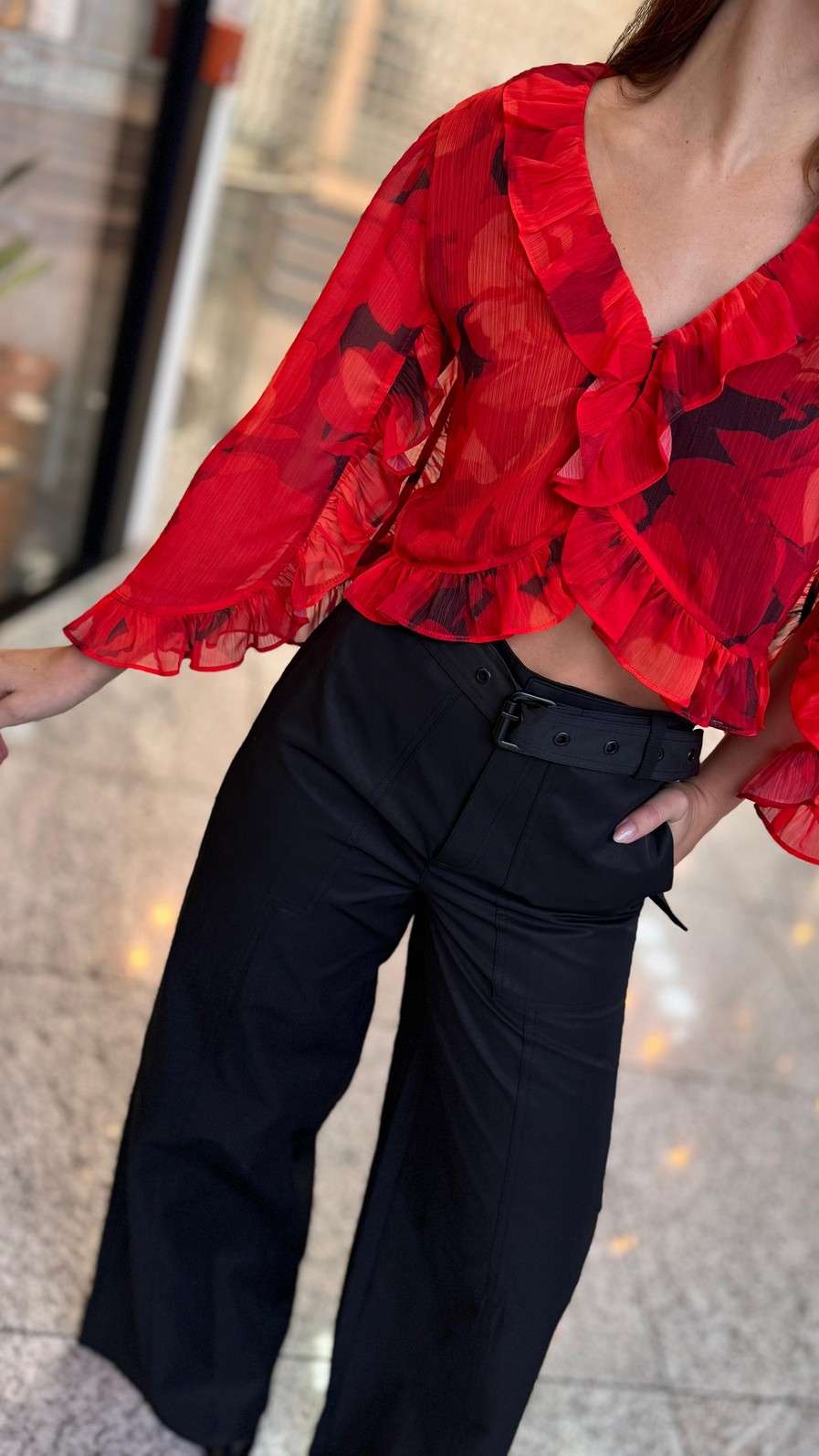 BLUSA SOLTA MANGA 7 OITAVOS MORENA ROSA