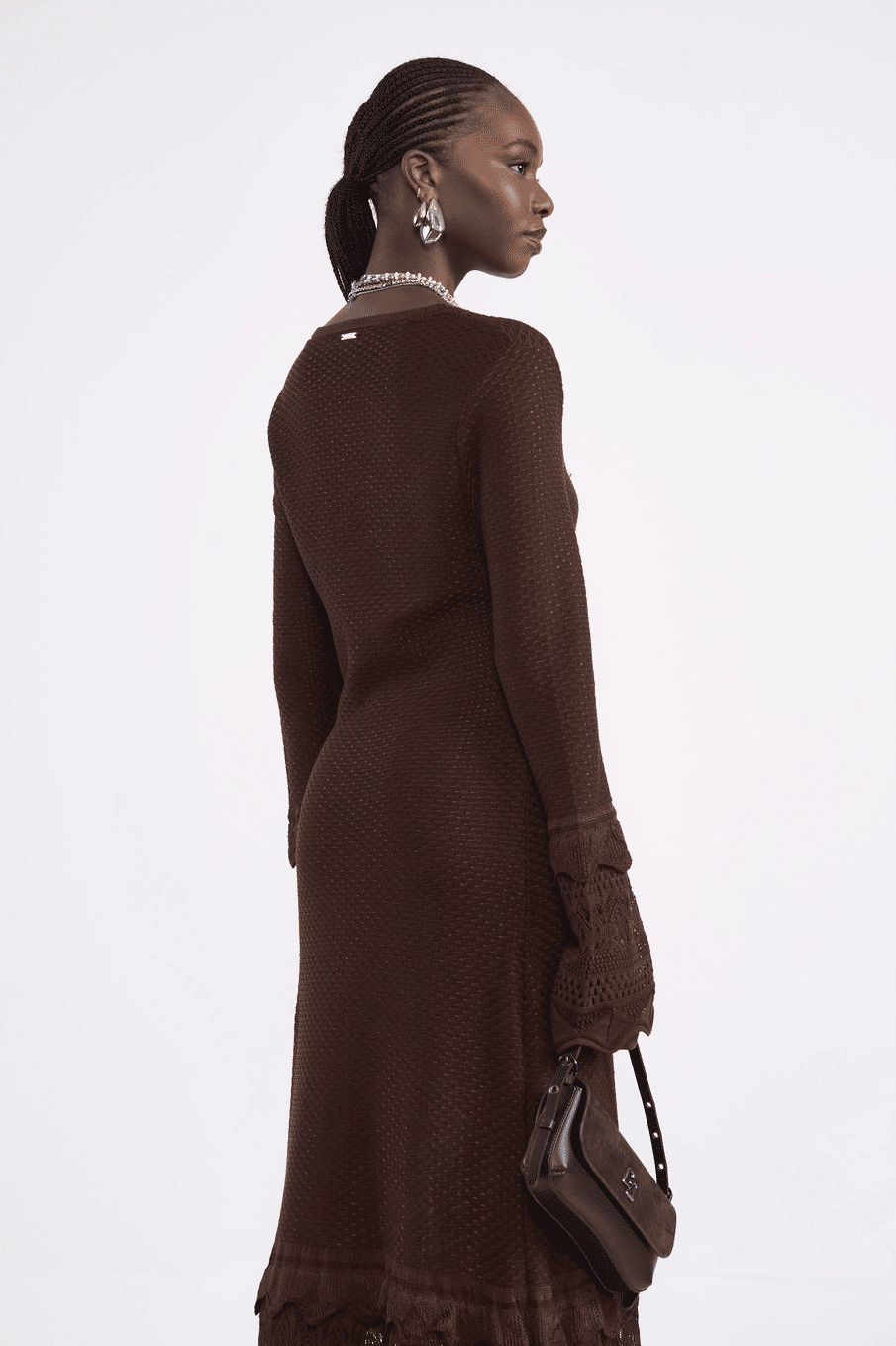 VESTIDO TRICO MARROM BEATEN BROWN COLCI VESTIDO TRICO MARROM BEATEN BROWN COLCI