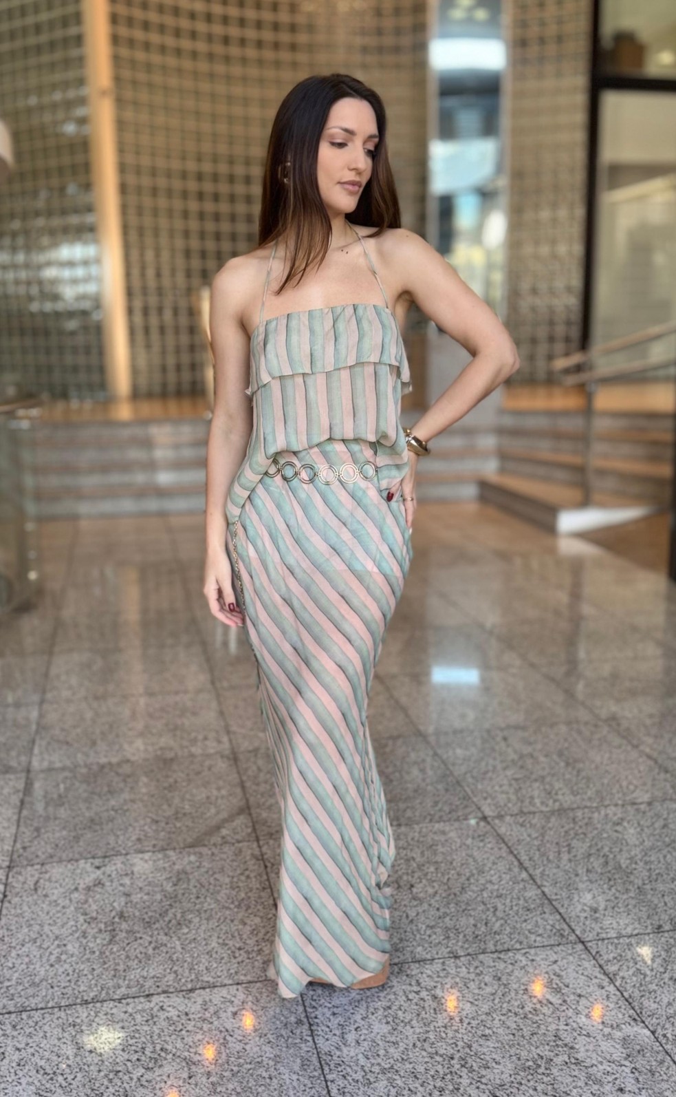 TOP FRENTE UNICA LISTRAS BRILHO ANIMALE