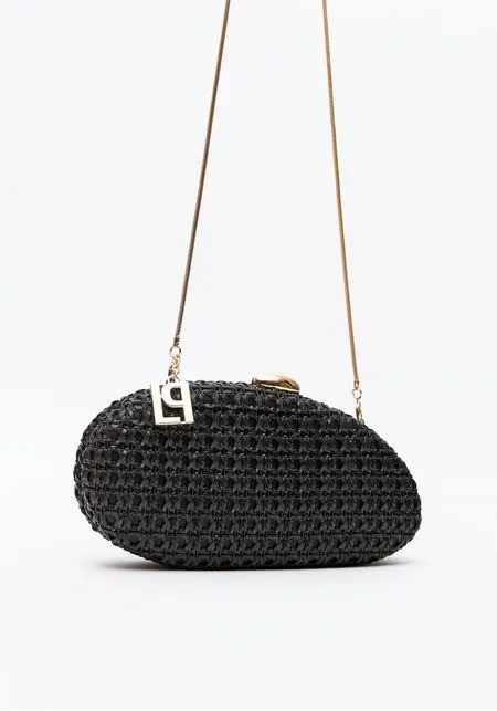 BOLSA CLUTCH PALHA COM PINGENTE LP PRETA LANÇA PERFUME BOLSA CLUTCH PALHA COM PINGENTE LP PRETA LANÇA PERFUME