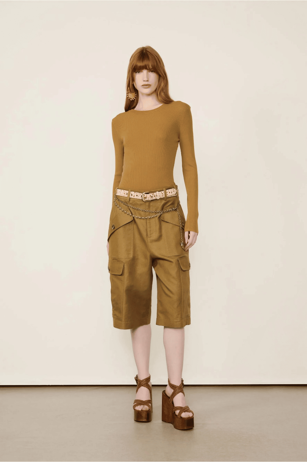 TOP MANGA LONGA CANELADO DE TRICOT COLOR ANIMALE