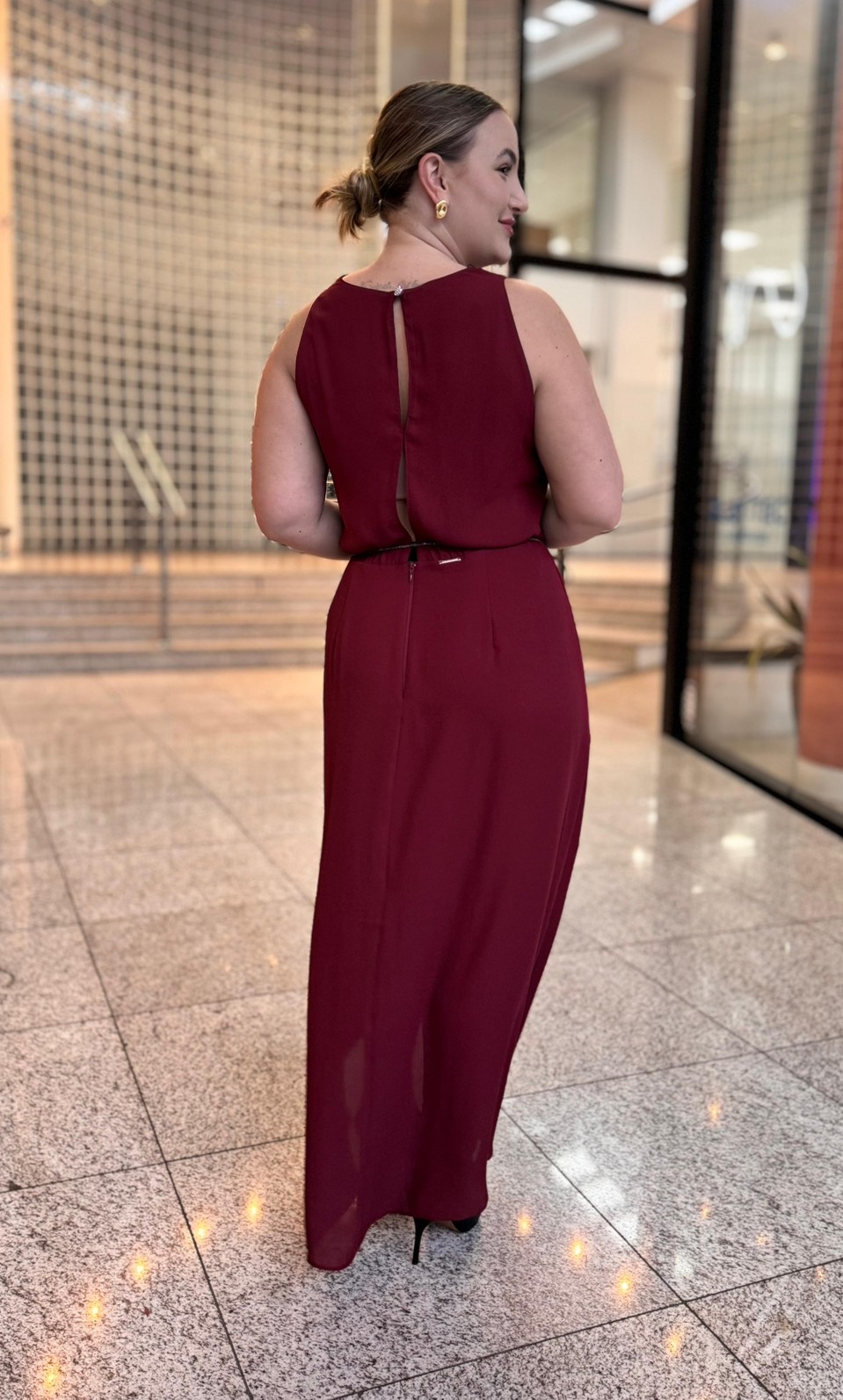 VESTIDO CAVA FRANCESA SEM MANGA LONGO BORDO MARIA VALENTINA