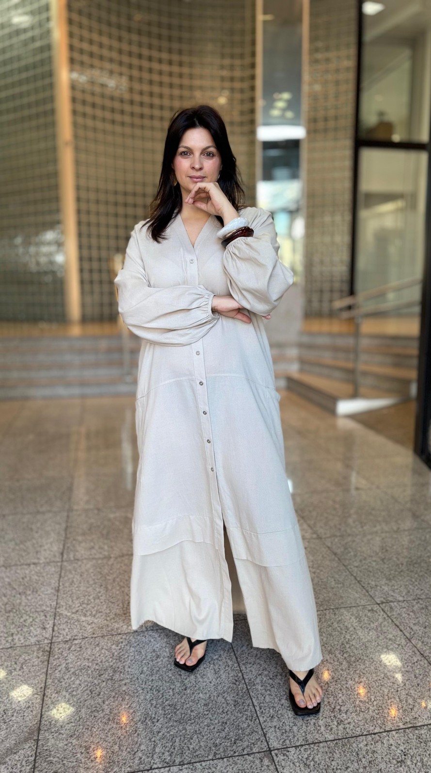 CHEMISIER LINHO BEGE ESQUILO FORUM CHEMISIER LINHO BEGE ESQUILO FORUM