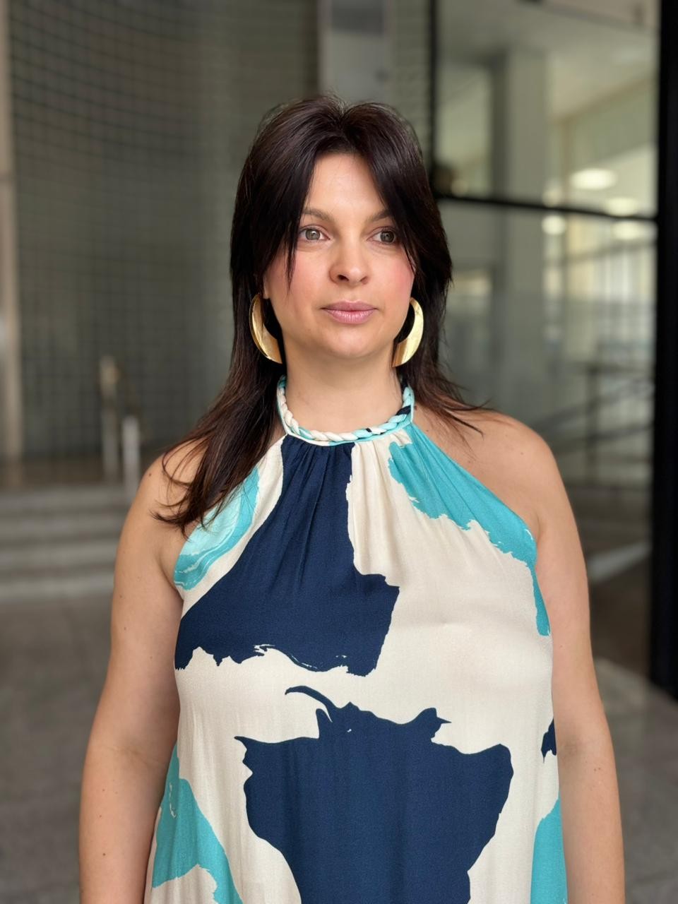 VESTIDO LONGO FRENTE UNICA ESTAMPADO AZUL LANÇA PERFUME VESTIDO LONGO FRENTE UNICA ESTAMPADO AZUL LANÇA PERFUME