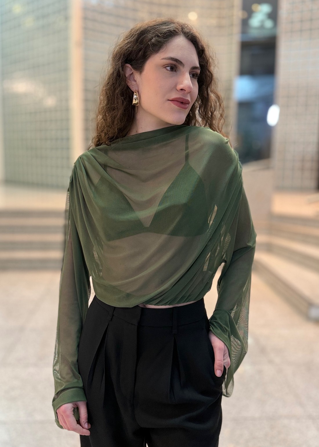 BLUSA TULE VERDE EDEN COLCCI BLUSA TULE VERDE EDEN COLCCI