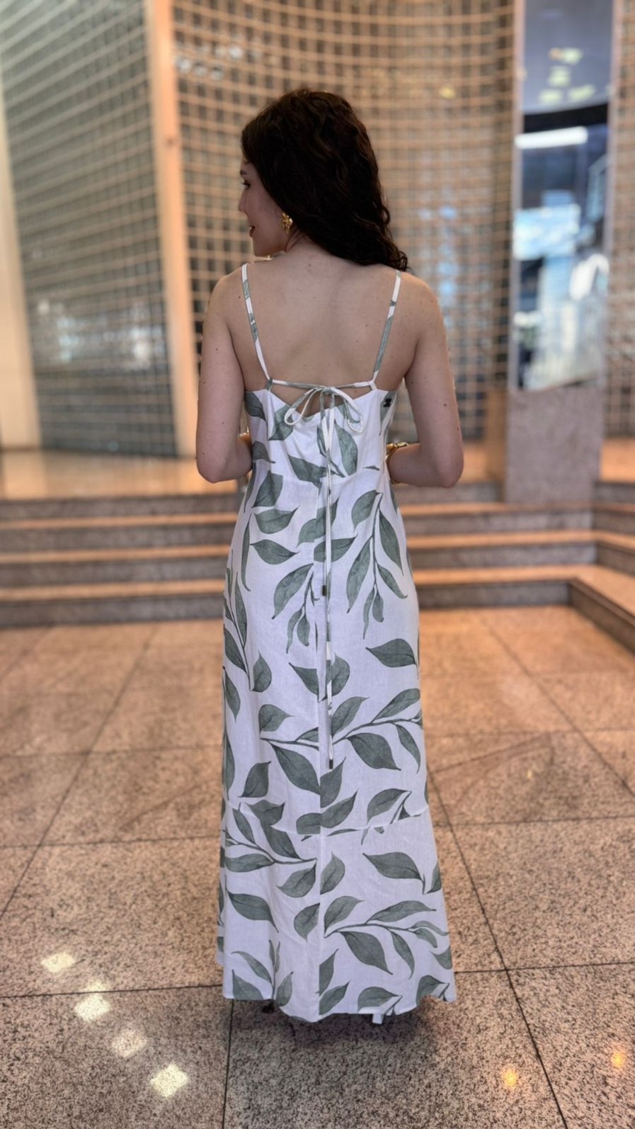 VESTIDO LONGO LINHO ESTAMPADO CALVIN KLEIN VESTIDO LONGO LINHO ESTAMPADO CALVIN KLEIN