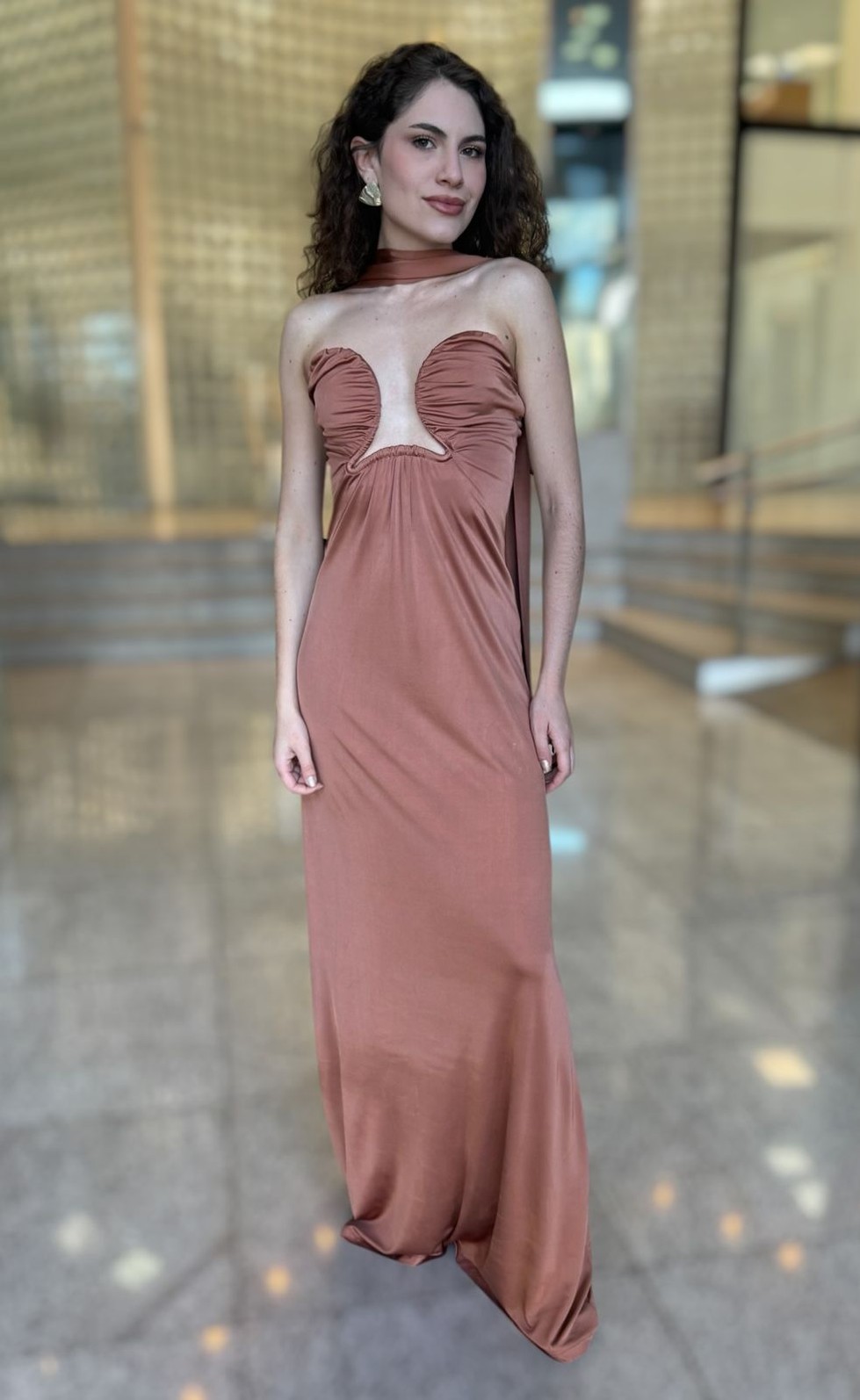 VESTIDO MIDI MARROM ORSO FORUM VESTIDO MIDI MARROM ORSO FORUM