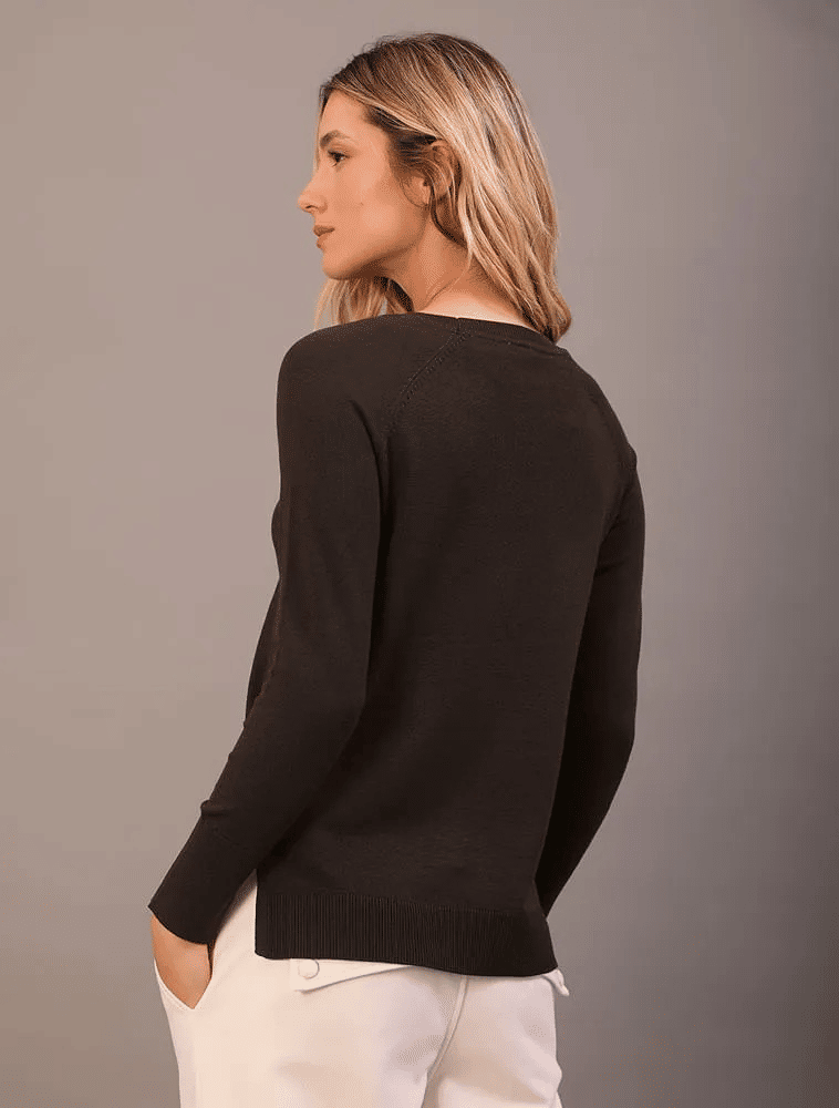 SUETER TRICOT BASICO GOLA CARECA CAFE CALVIN KLEIN SUETER TRICOT BASICO GOLA CARECA CAFE CALVIN KLEIN