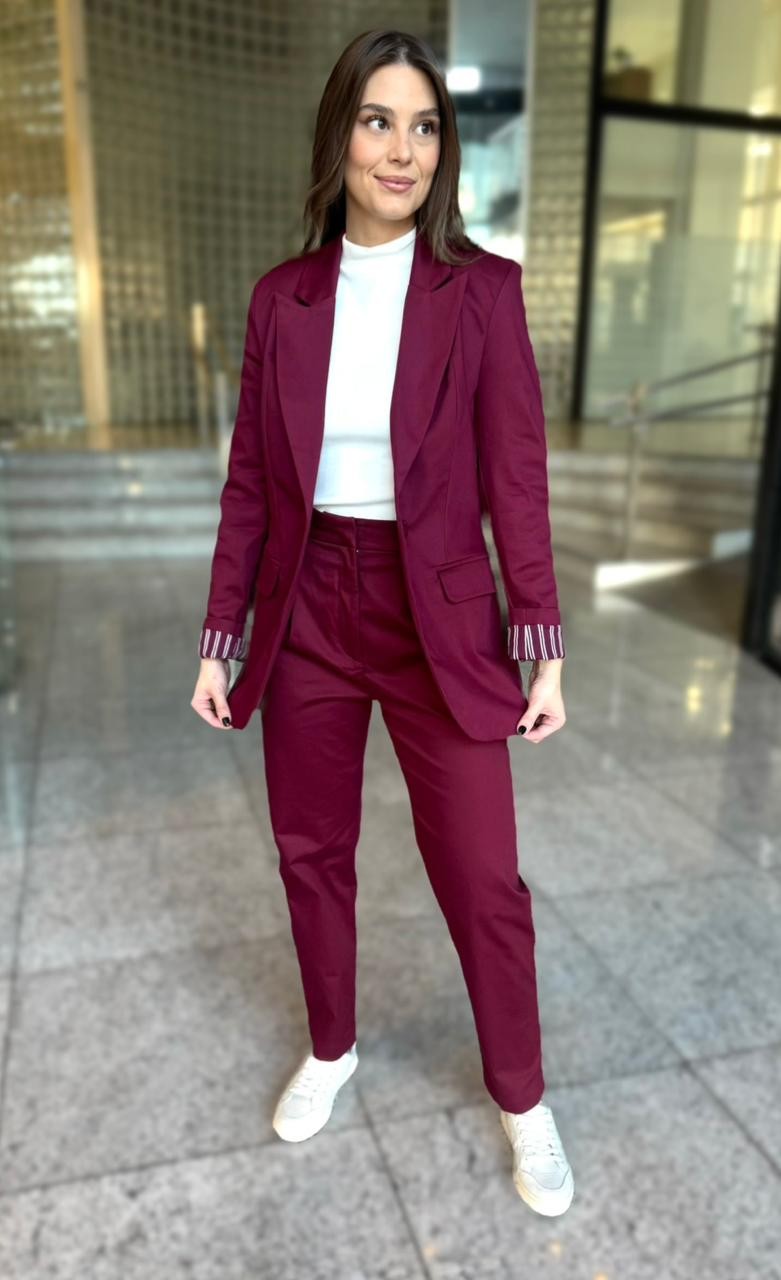 BLAZER SLIM MANGA LONGA BORDO LANÇA PERFUME