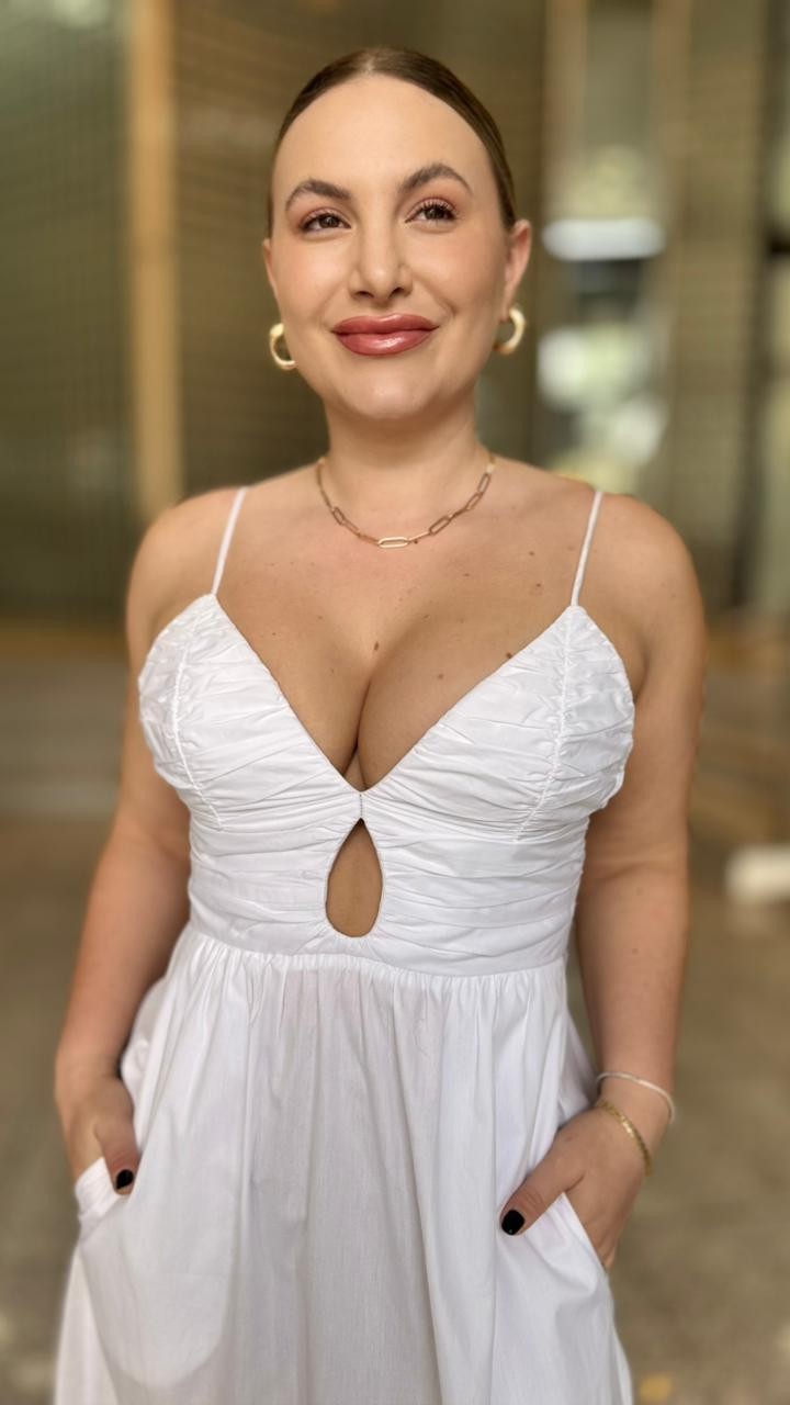 VESTIDO MIDI DE ALGODAO BRANCO ANIMALE VESTIDO MIDI DE ALGODAO BRANCO ANIMALE