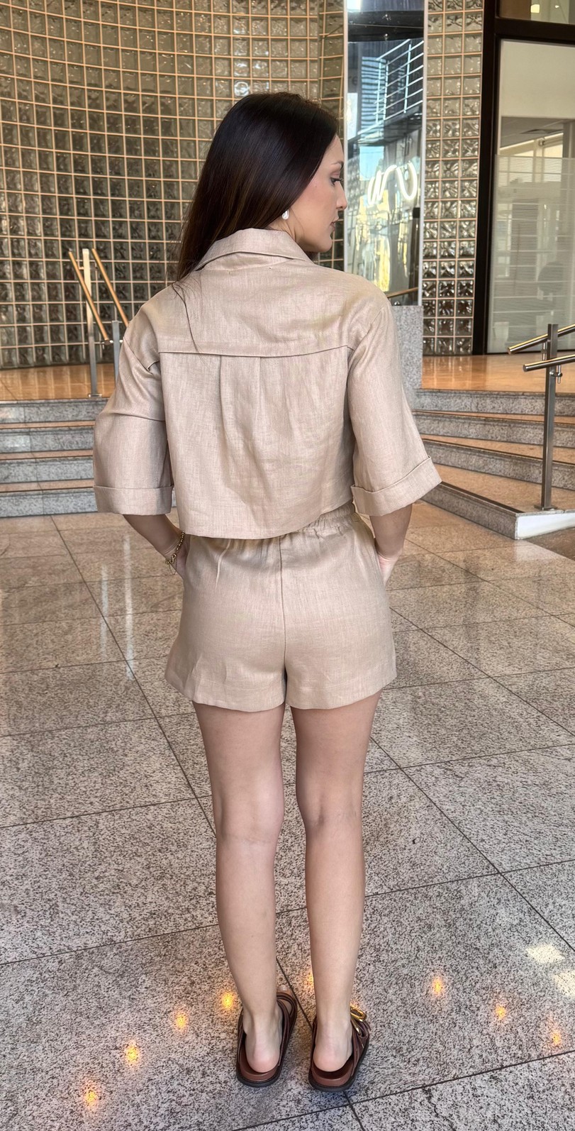 SHORT AMPLO DE LINHO NATURAL ANIMALE SHORT AMPLO DE LINHO NATURAL ANIMALE