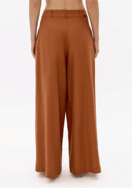 CALCA CINTURA ALTA PANTALONA COM LINHO TERRACOTA LANÇA PERFUME CALCA CINTURA ALTA PANTALONA COM LINHO TERRACOTA LANÇA PERFUME