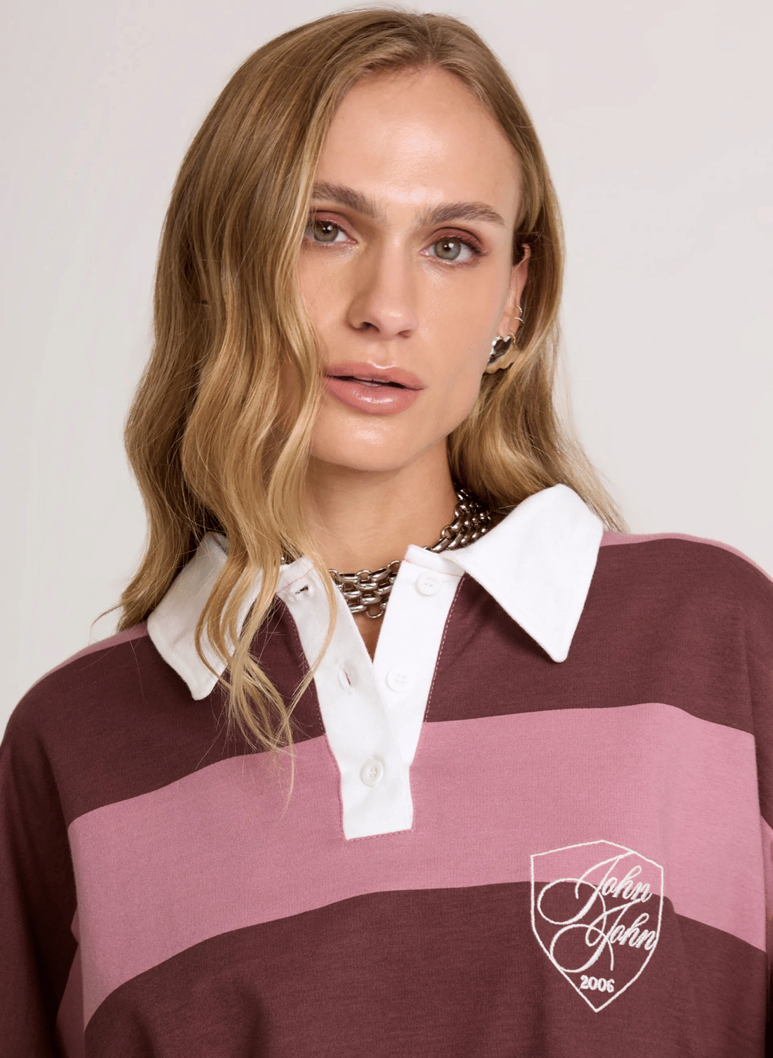 CASACO JJ SPORT STRIPE  ROSA MEDIO JOHN JOHN