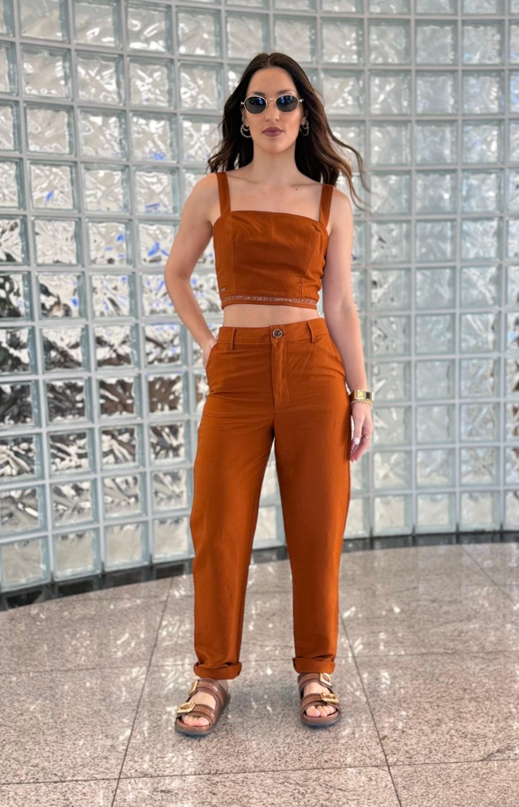 CALCA LINHO MARROM ZEUS FORUM CALCA LINHO MARROM ZEUS FORUM