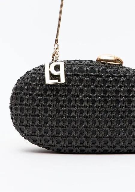 BOLSA CLUTCH PALHA COM PINGENTE LP PRETA LANÇA PERFUME BOLSA CLUTCH PALHA COM PINGENTE LP PRETA LANÇA PERFUME