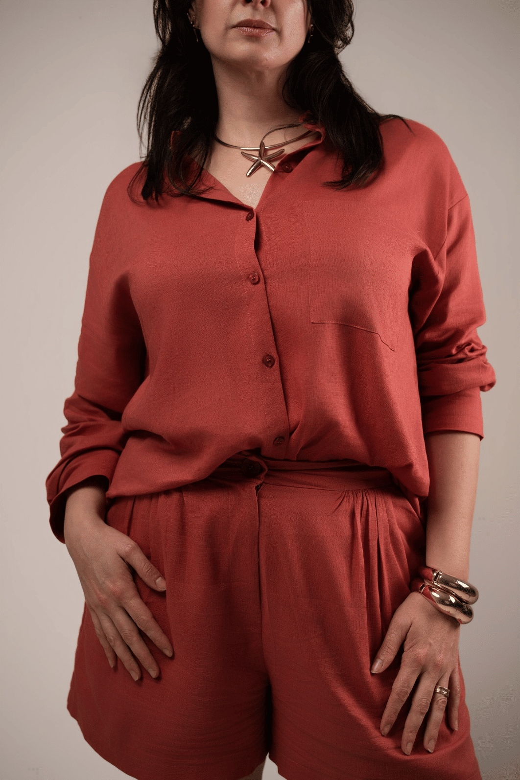 CAMISA LAURA VERMELHO CANELA CAMISA LAURA VERMELHO CANELA
