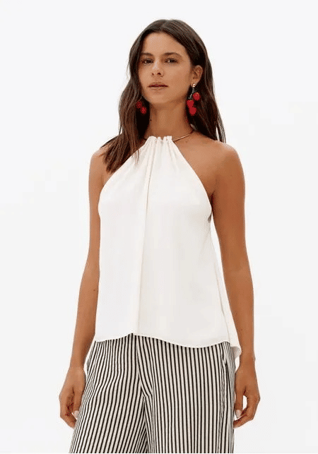 BLUSA DE VISCOSE COM METAL OFF WHITE LANÇA PERFUME BLUSA DE VISCOSE COM METAL OFF WHITE LANÇA PERFUME