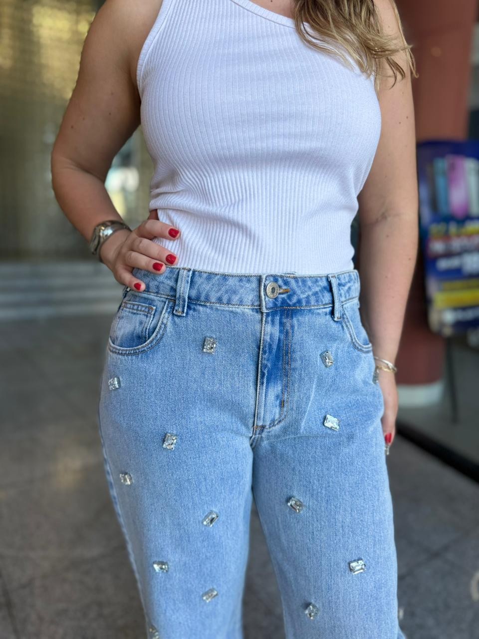 CALCA JEANS RAQUEL WIDE LEG INDIGO FORUM