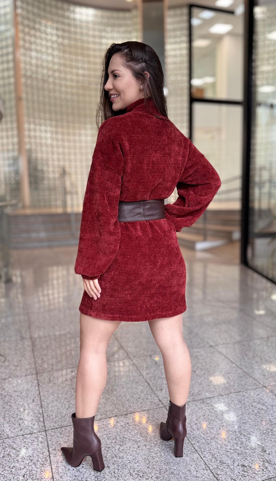 VESTIDO DE TRICOT GOLA MORENA ROSA