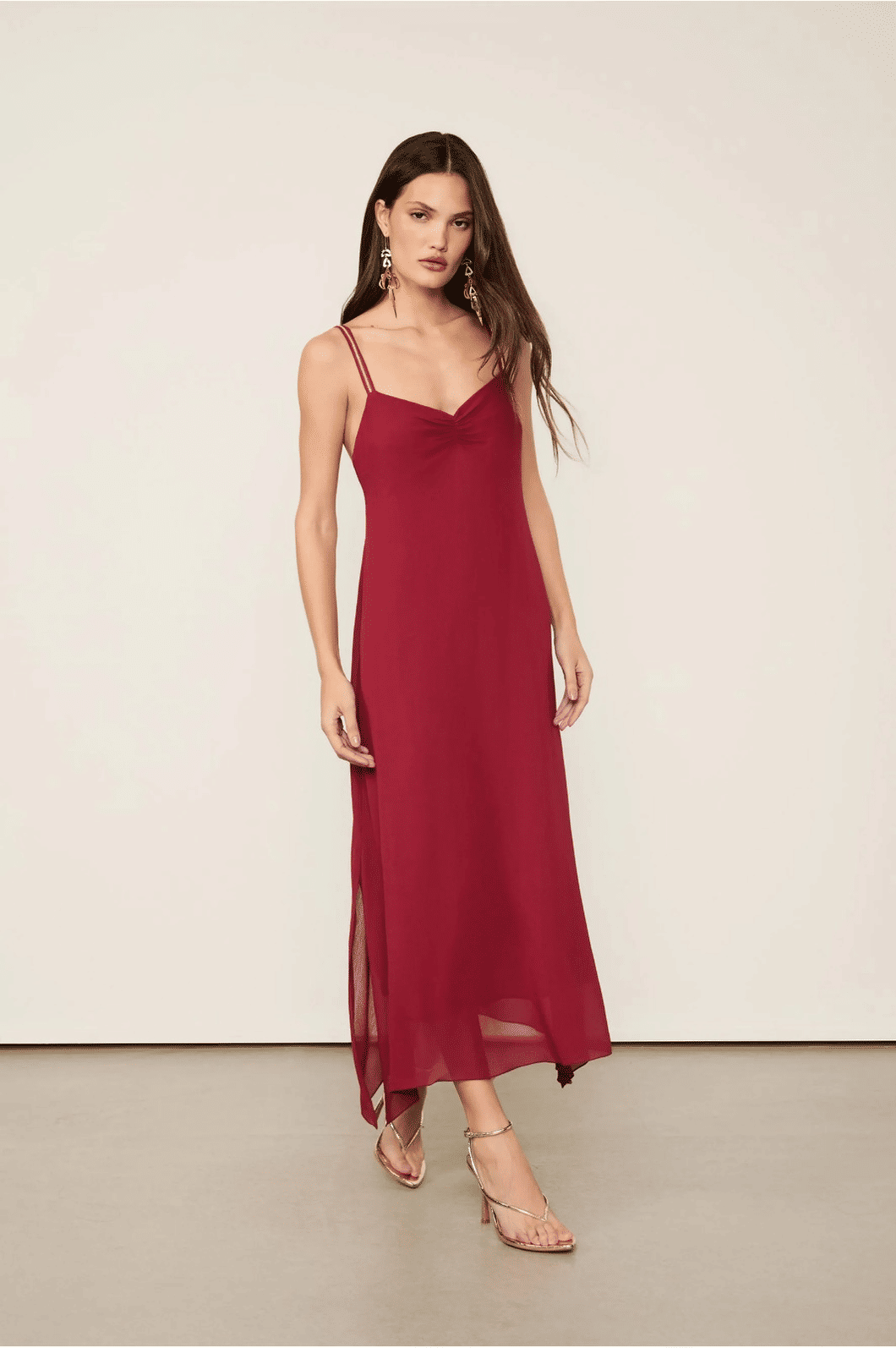 SLIP DRESS DE GEORGETTE VERMELHO WING ANIMALE SLIP DRESS DE GEORGETTE VERMELHO WING ANIMALE