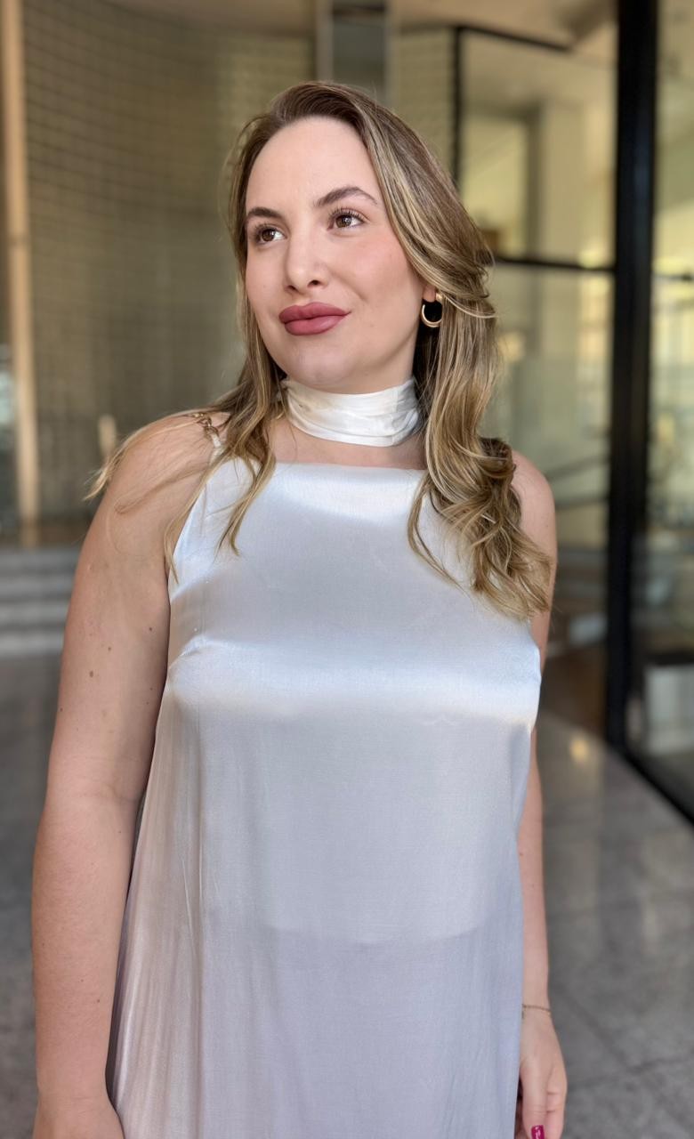 VESTIDO MIDI DECOTE RETO COM FAIXA OFF WHITE MORENA ROSA