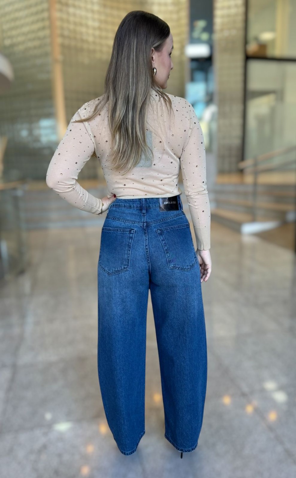 TOP SEGUNDA PELE HOTFIX TRICOT - P - BEGE TOP SEGUNDA PELE HOTFIX TRICOT - P - BEGE