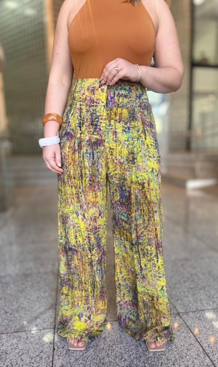 CALCA SEDA TEXTURA IMPRESSIONISTA ANIMALE CALCA SEDA TEXTURA IMPRESSIONISTA ANIMALE