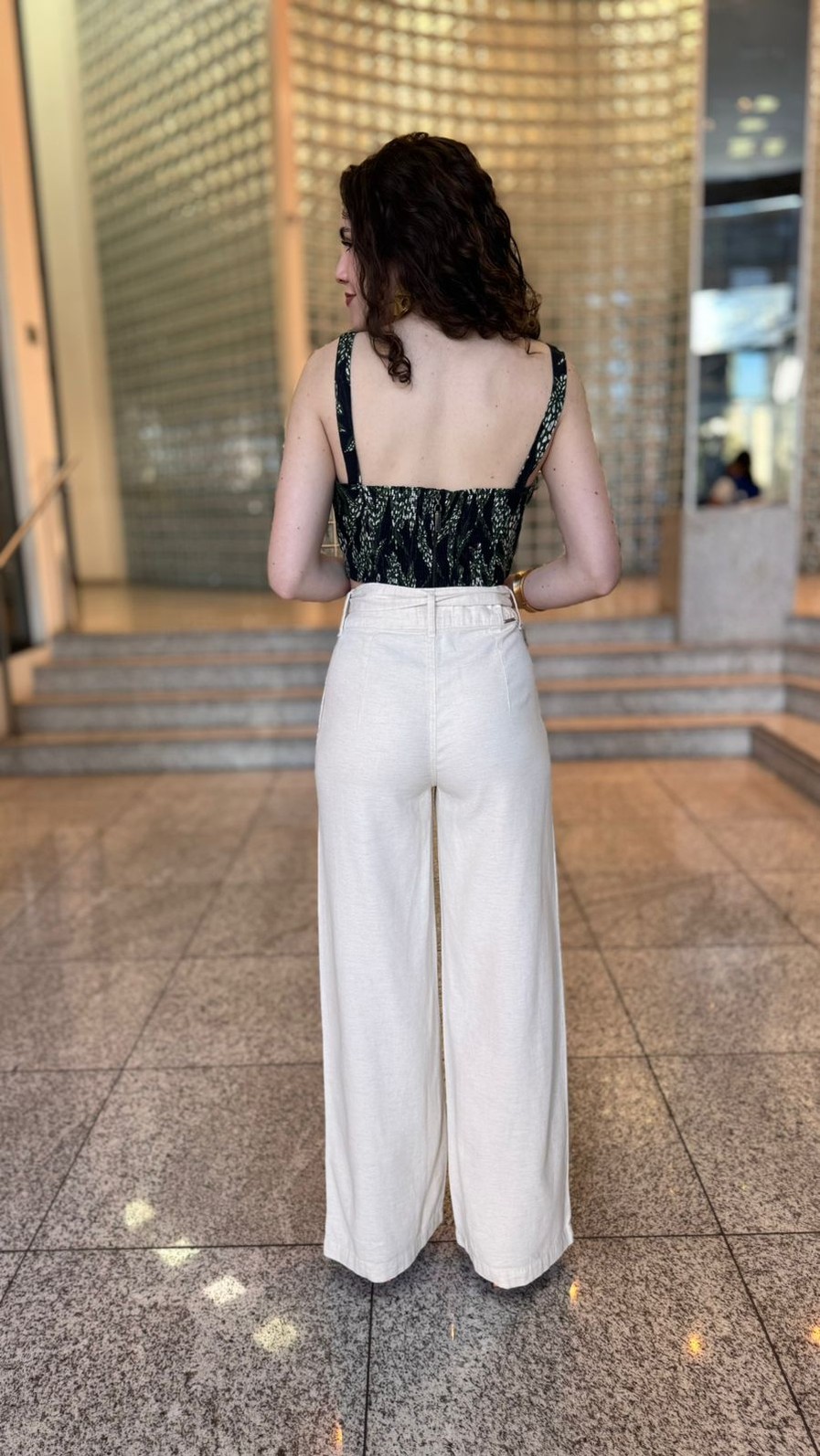 CALCA PANTALONA ALTA BEGE MORENA ROSA CALCA PANTALONA ALTA BEGE MORENA ROSA