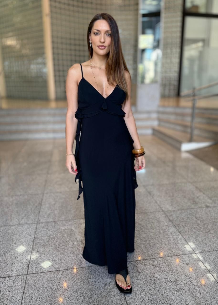 VESTIDO 2 BABADOS PRETO MY PLACE VESTIDO 2 BABADOS PRETO MY PLACE