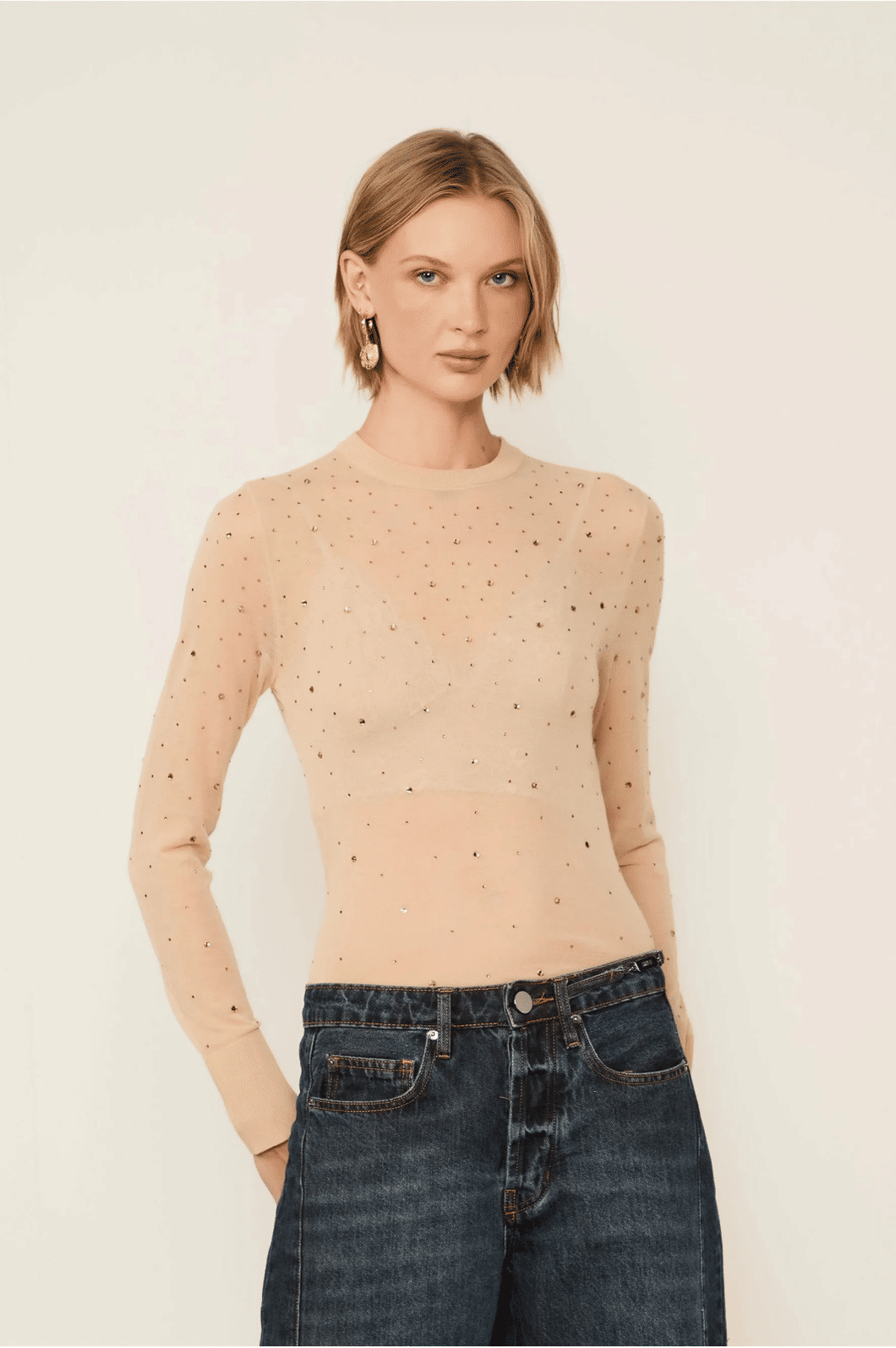 TOP SEGUNDA PELE HOTFIX TRICOT BEGE ANIMALE TOP SEGUNDA PELE HOTFIX TRICOT BEGE ANIMALE