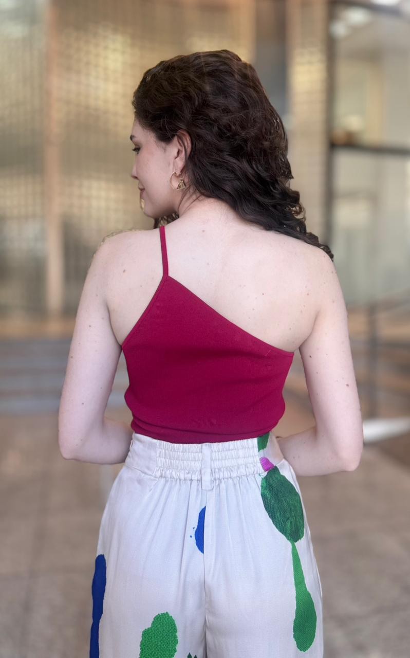 REGATA UM OMBRO SO TRICOT COLOR ANIMALE