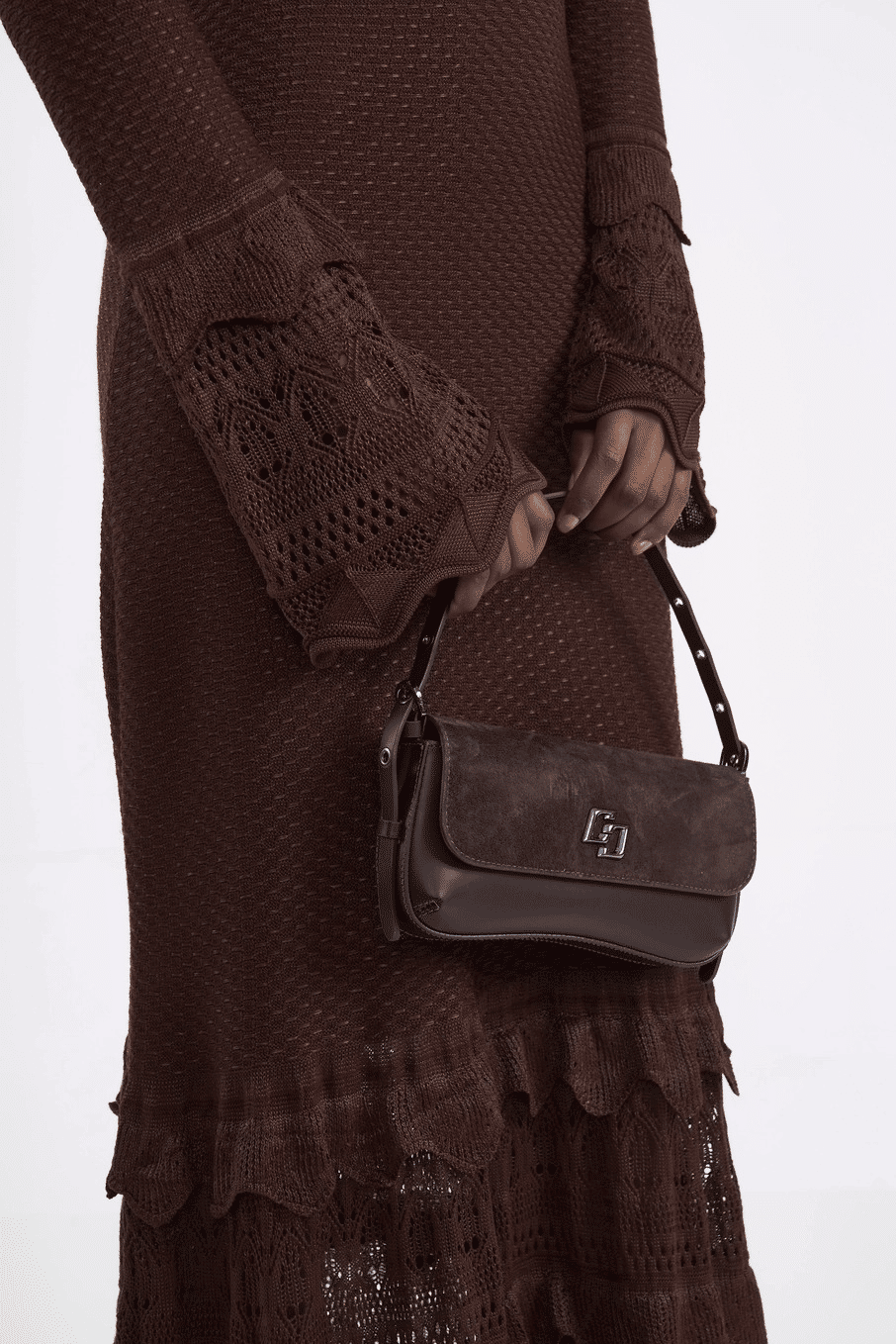 VESTIDO TRICO MARROM BEATEN BROWN COLCI VESTIDO TRICO MARROM BEATEN BROWN COLCI