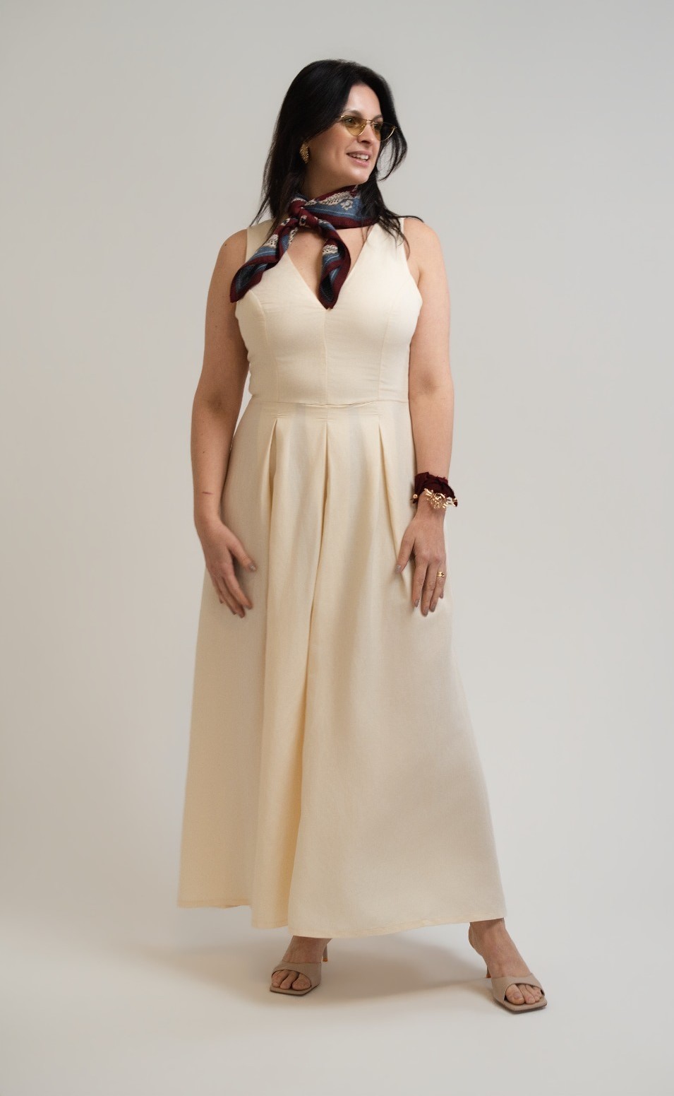 VESTIDO LINHO BEGE AFFOGATO COLCCI VESTIDO LINHO BEGE AFFOGATO COLCCI