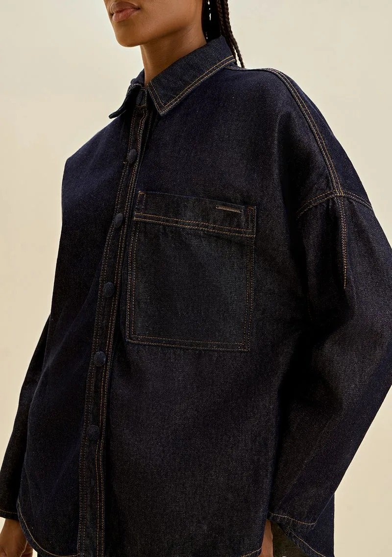 CAMISA OVERSIZED GOLA CLASSICA JEANS MORENA ROSA