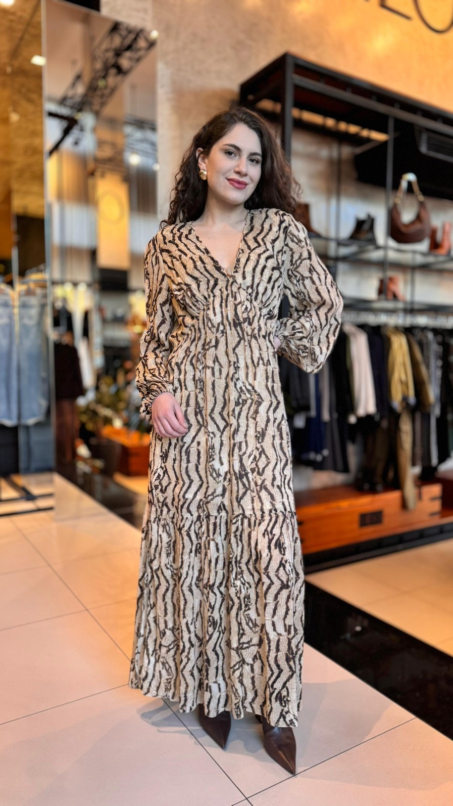 VESTIDO MIDI DECOTE V COBRA VINTAGE ANIMALE