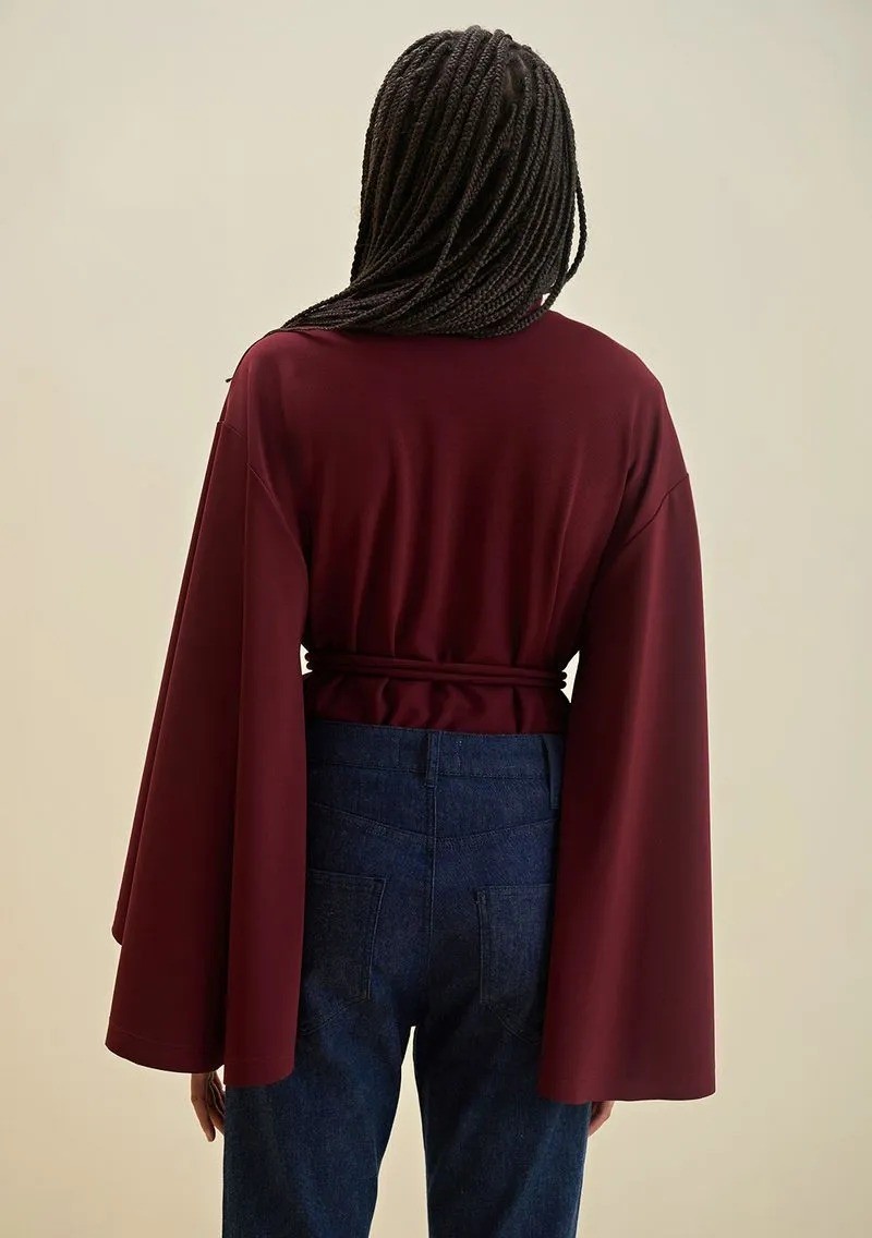 BLUSA OVERSIZED COM CINTO BORDO MORENA ROSA