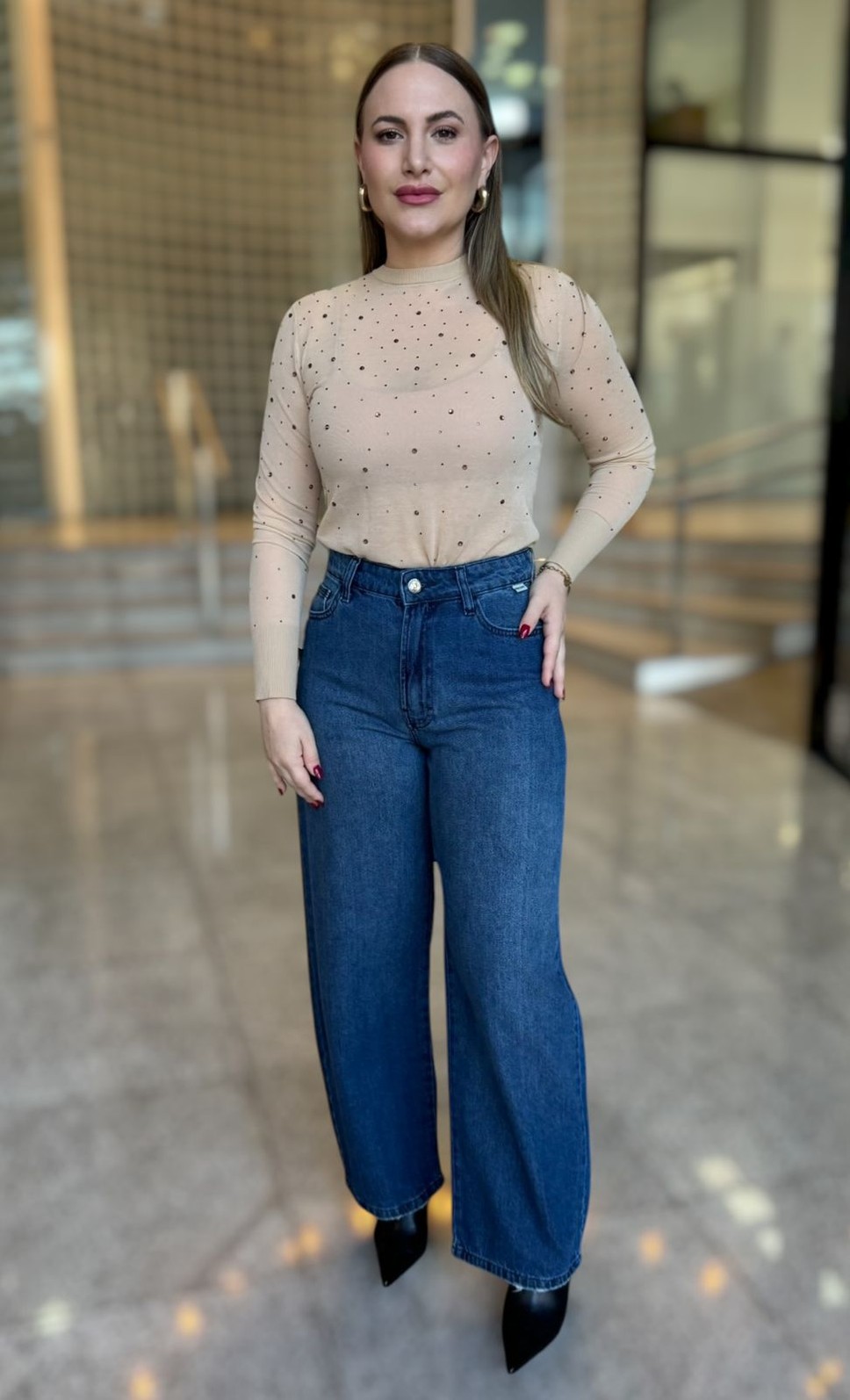 TOP SEGUNDA PELE HOTFIX TRICOT - P - BEGE TOP SEGUNDA PELE HOTFIX TRICOT - P - BEGE