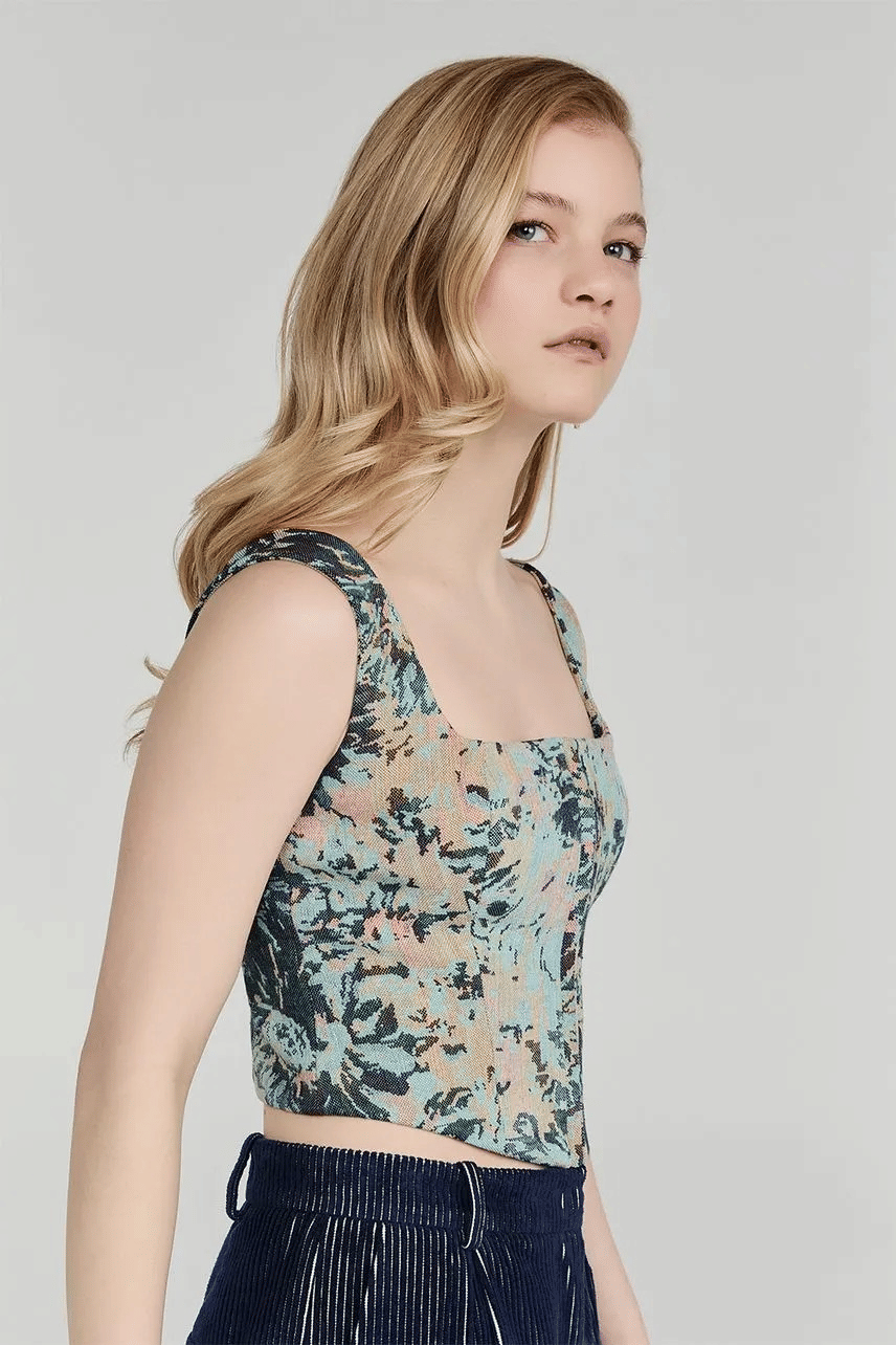 BLUSA FLORA AZUL DENIM NV